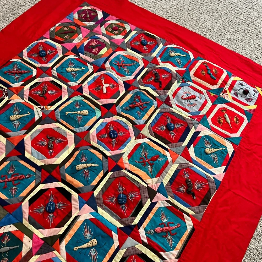 Handmade Chinese Quilt Bai Jia Bei Patchwork The One hundred family 70 X 48